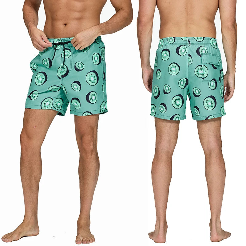 Datifer Pantaloncini Da Nuoto Uomo In Poliestere Con Fodera In Rete Stampa Vita Regolabile Tasche Per Palestra Piscina