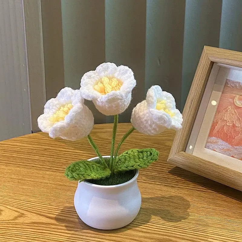 Fiore In Vaso Fai Da Te Rosa Mini Tessuti A Mano Per Scrivania Ufficio Decorazione Casa Filo Di Lana
