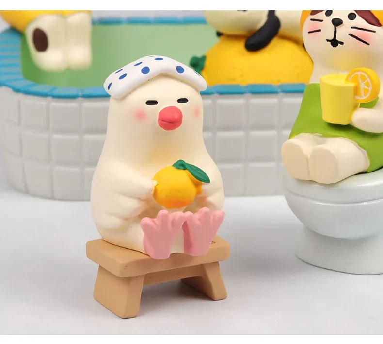 Gatto Limone In Resina Miniatura Pomelo Bath Series Decorazione Da Scrivania Regalo In Stile Giapponese Per Bambini 2024