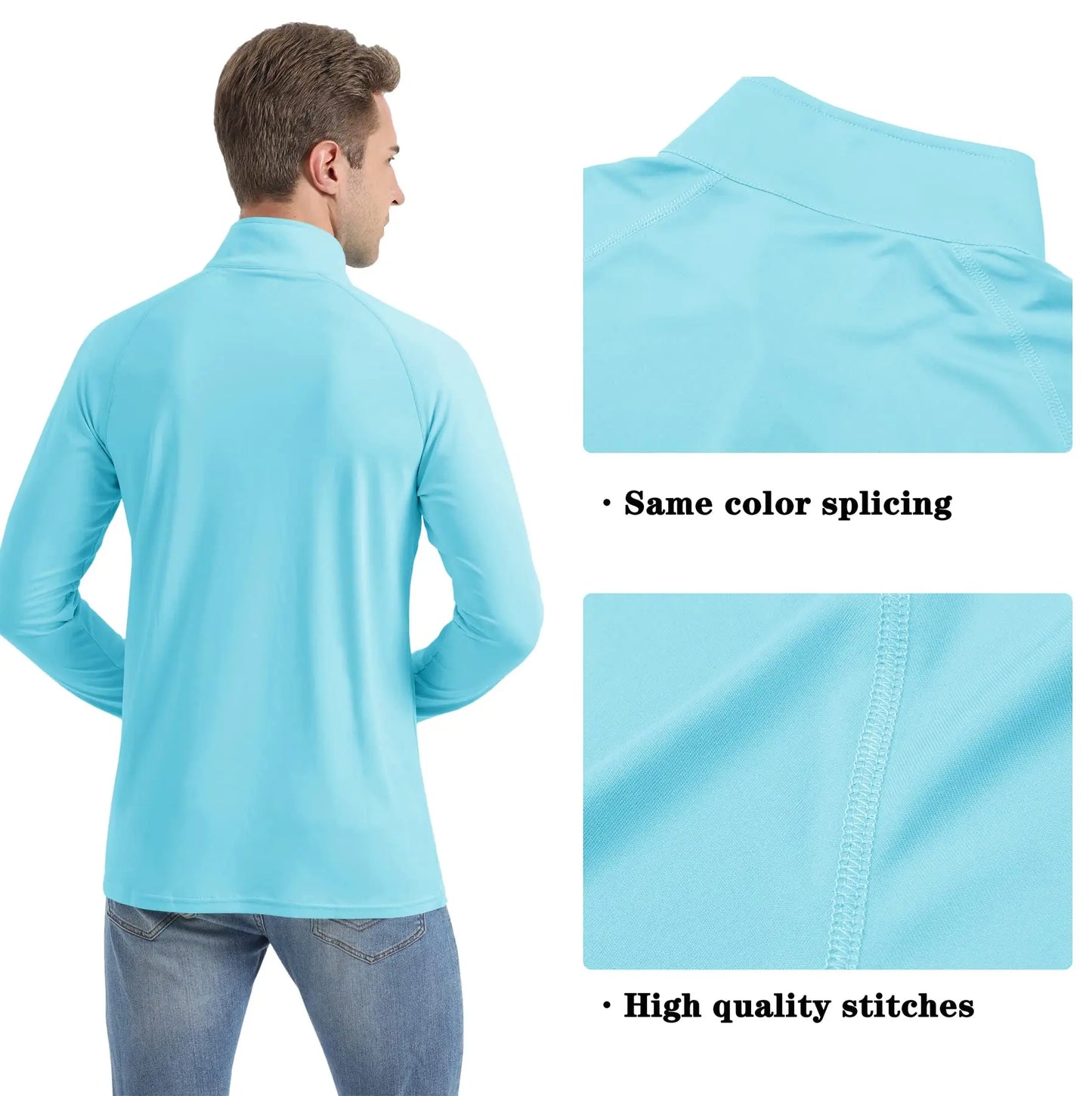 TACVASEN UPF50+ T-shirt con protezione UV Camicia da pesca leggera a maniche lunghe ad asciugatura rapida da uomo Escursionismo all'aperto Allenamento Protezioni