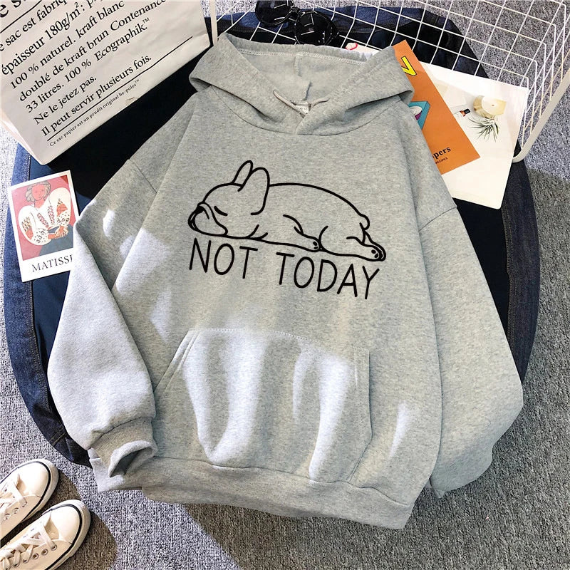 Felpe Con Cappuccio Vintage Stampa Cani Francesi Donna Casual Grafiche Streetwear Anni 90 Autunno Inverno Kawaii