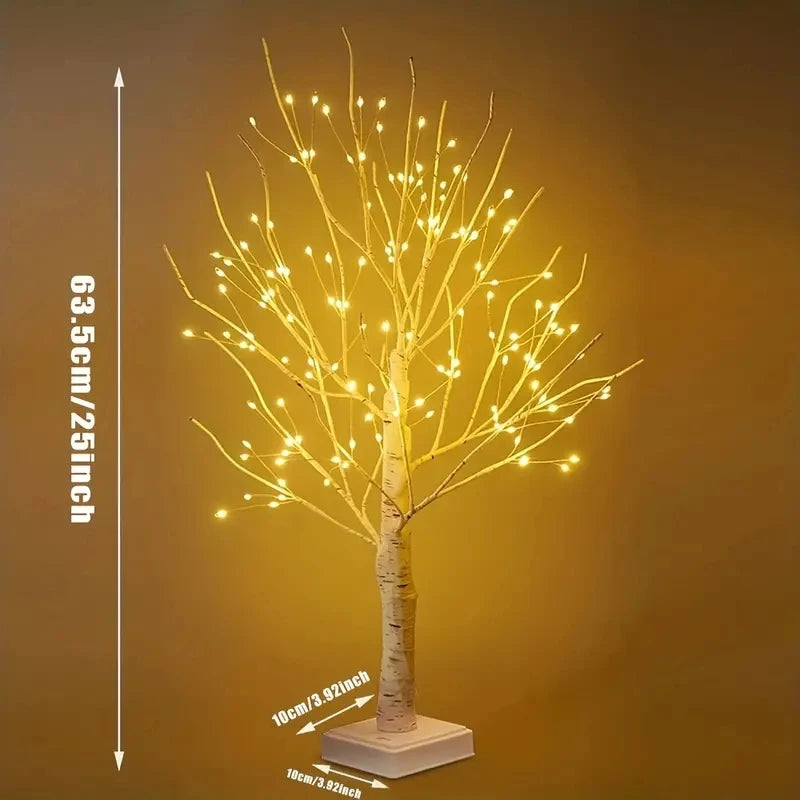 144 LED Luce per albero di betulla Bianco caldo Alimentazione a batteria USB Albero decorativo per le vacanze Natale Halloween Regalo di Pasqua
