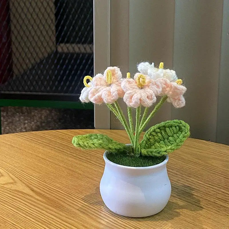 Fiore In Vaso Fai Da Te Rosa Mini Tessuti A Mano Per Scrivania Ufficio Decorazione Casa Filo Di Lana
