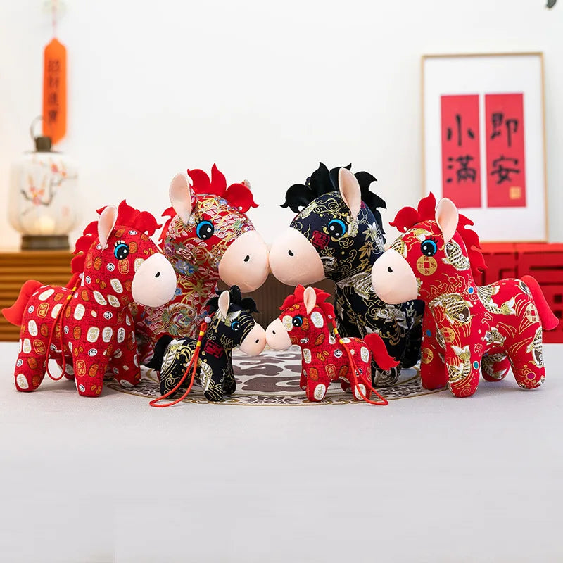 Mascotte Di Capodanno Cavallo Di Peluche 15 20 cm Panno Cavallo Decorazione Per La Famiglia Atmosfera Per Le Vacanze