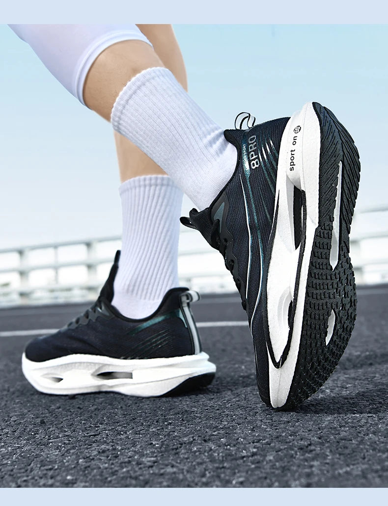 Scarpe Da Corsa Sportive Unisex Uomo Donna Maratona Carbon Board Cuscino Aria Antiscivolo Leggere Traspiranti