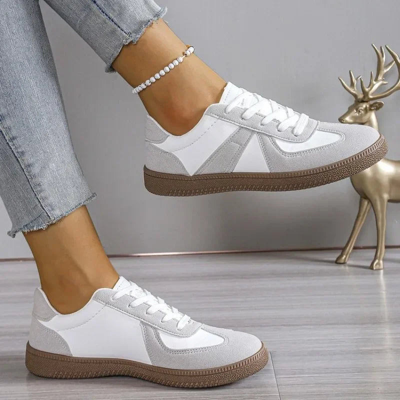 Scarpe Sportive Da Donna Vulcanizzate Piatte Stringate Colori Misti Moda Autunno 2025 Comode Casual