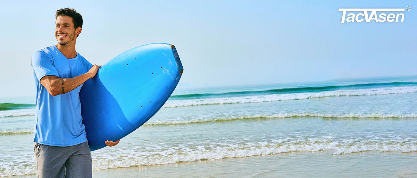 TACVASEN UPF50+ T-shirt con protezione UV Camicia da pesca leggera a maniche lunghe ad asciugatura rapida da uomo Escursionismo all'aperto Allenamento Protezioni