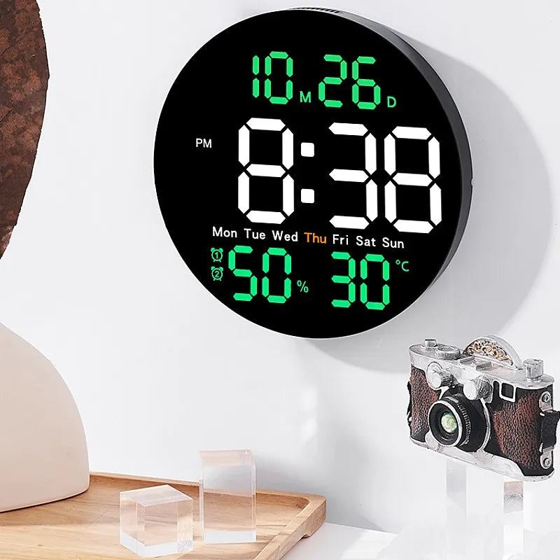 Orologio Da Parete Digitale DieciPollici Con Telecomando Temperatura Umidità Data Conto Alla Rovescia Sveglie Led Dimmer