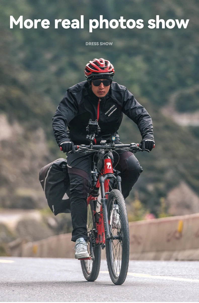 ROCKBROS Giacca Invernale Da Bicicletta Antivento Termica Con Pile Traspirante Impermeabile Riflettente