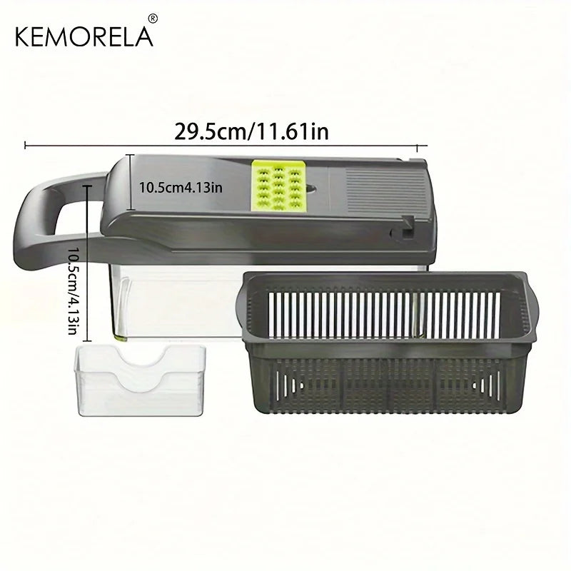 KEMORELA Tritatutto Multifunzionale 14 In 1 Per Verdure E Cipolle Lama Inox Manico Ergonomico Affettatrice Dicer Cucina