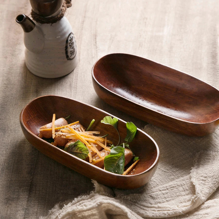 Ciotola a Forma di Barca in Legno Artigianale per Frutta Insalata o Snack Piatto Decorativo da Tavolo e Portaoggetti