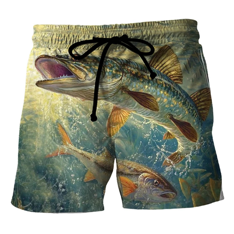 Pantaloncini Da Spiaggia Con Grafica Pesce Alla Moda Stampa 3D Per Pesca Casual Traspiranti Ad Asciugatura Rapida Uomo