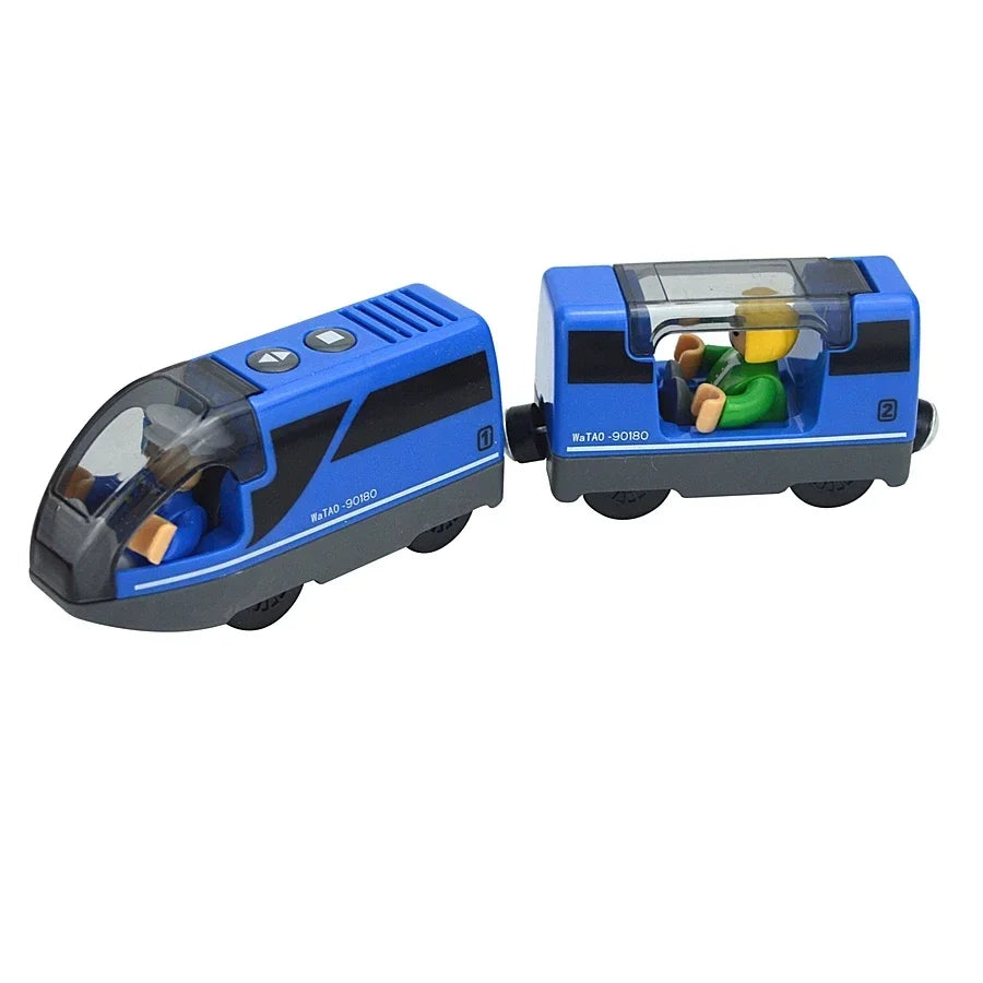 Treno Elettrico Magnetico Locomotiva Per Slot Auto Binario In Legno Con Due Carrelli Giocattolo Leduo Track