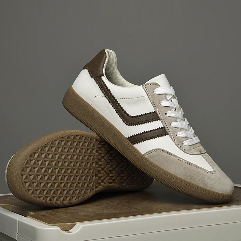 Scarpe Vulcanizzate Uomo Collezione Primaverile Scarpe Stringate Casual da Esterno Pelle Classiche da Passeggio Skate