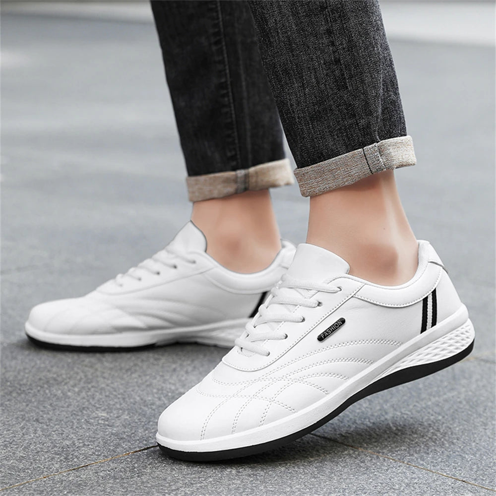 Scarpe Da Uomo Casual In Pelle Stringate Da Passeggio Per Esterni Bianco Nero Taglia 10