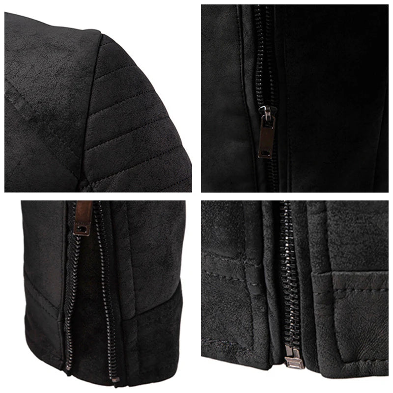 Cappotto Da Uomo Antivento Traspirante Autunno Inverno Giacca Casual Pelle Retrò Colletto Coreano Versatile