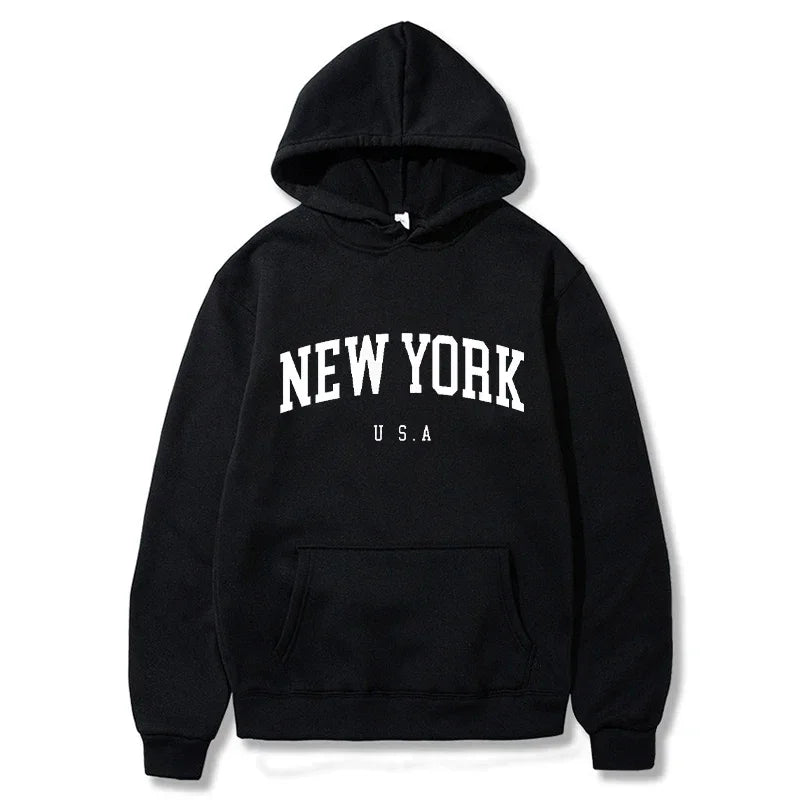 Felpe Con Cappuccio Uomo Donna New York City Stampe Lettere Grafica Casual Harajuku Pullover Abbigliamento Sportivo