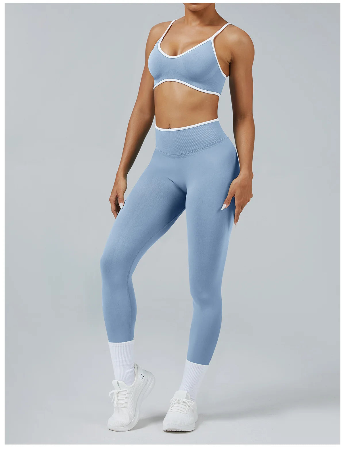 Set Fitness Da Donna 2 Pezzi Leggings Vita Alta Senza Cuciture E Reggiseno Sportivo Per Yoga Palestra Cardio Estivo