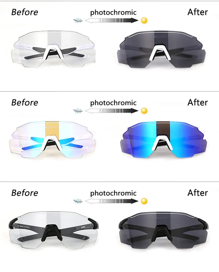Occhiali da Ciclismo Polarizzati Fotocromatici UV400 per Uomo e Donna da Bici da Strada MTB Occhiali da Sole