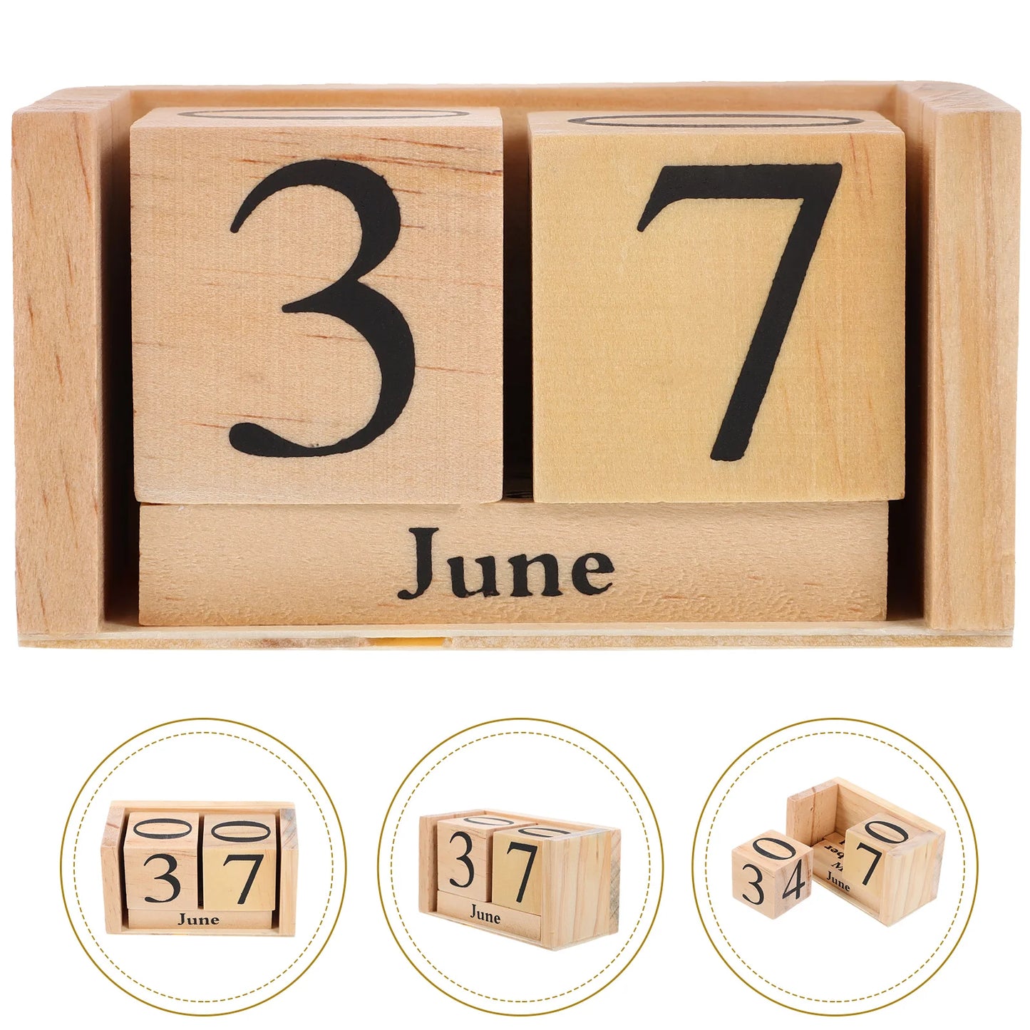 Calendario Da Tavolo 2025 In Blocco Di Legno Perpetuo Decorativo Elegante Per Uso Domestico