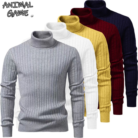 Animal Game Maglione Dolcevita Da Uomo A Righe In Lana Caldo Per Autunno Inverno Stile Casual