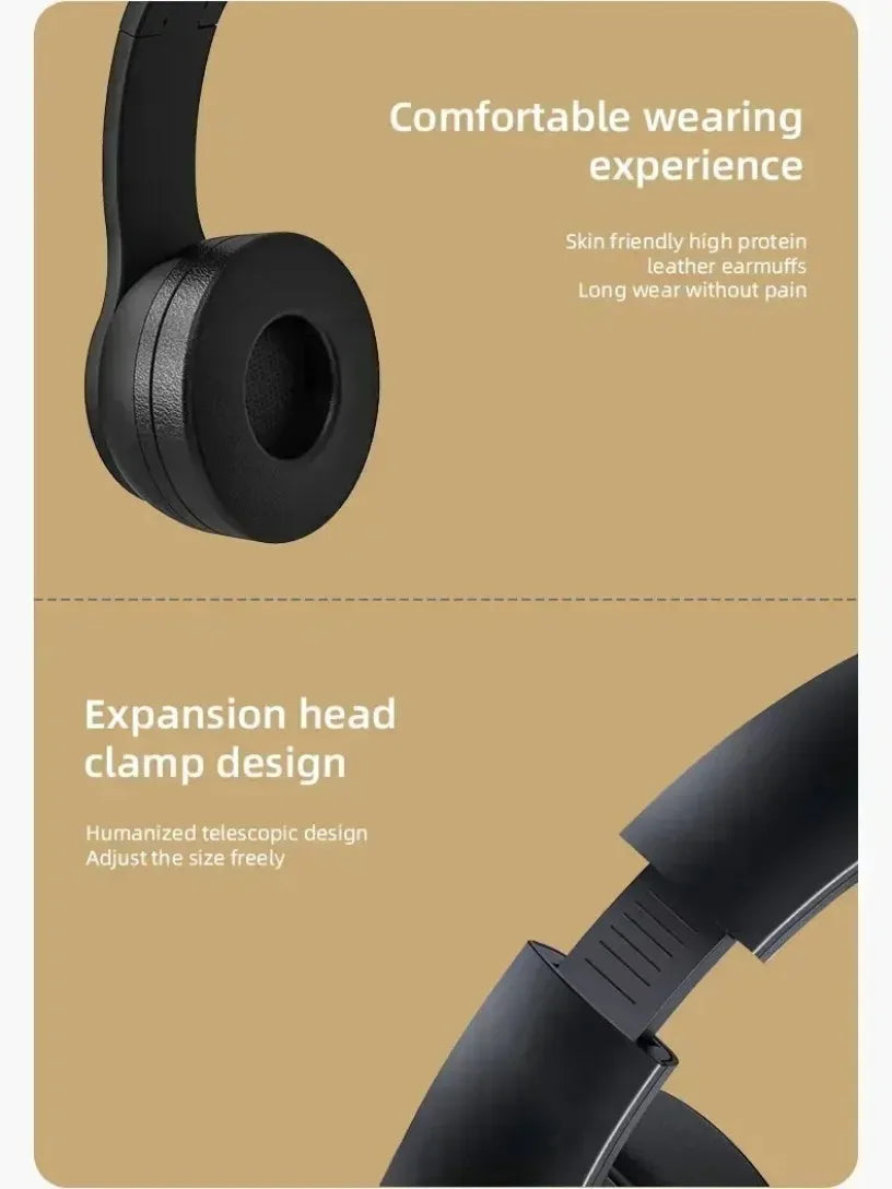 Cuffie Bluetooth P47 Con Microfono Pieghevoli HiFi Bassi Profondi Auricolari Stereo Per Smartphone TV Giochi