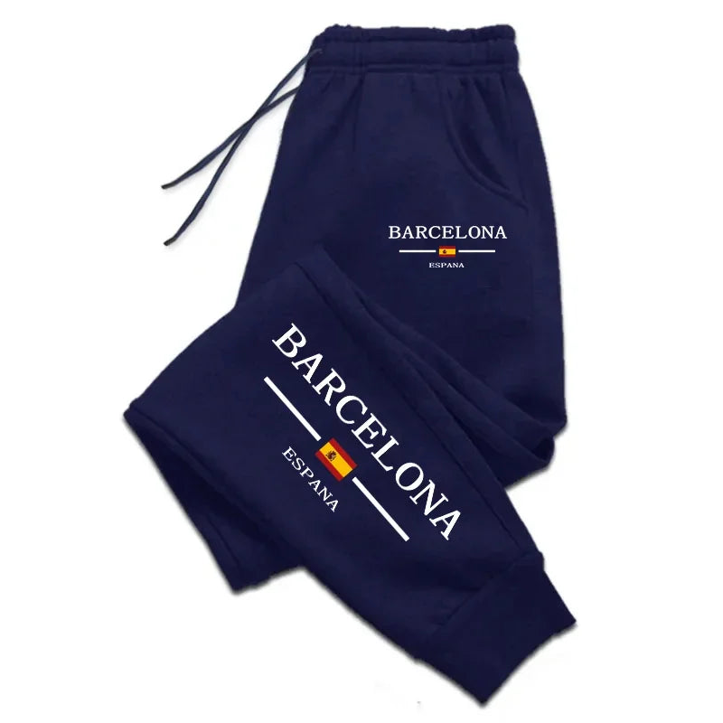 Pantaloni Sportivi Casual Quattro Stagioni Da Uomo Pantaloni Lunghi Da Calcio Stampa Barcellona