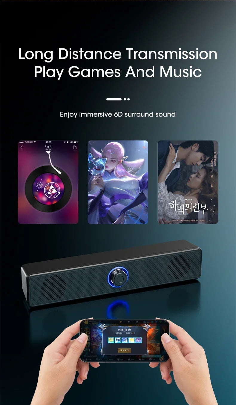Soundbar Per PC E TV Bluetooth Cablato E Wireless USB Alimentato Per Laptop Gaming Home Theater Sistema Audio Surround