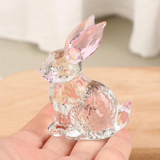 1PC cristallo di vetro coniglio statua mascotte animale figurine fatte a mano ornamenti per giardino casa soggiorno tavolo da ufficio