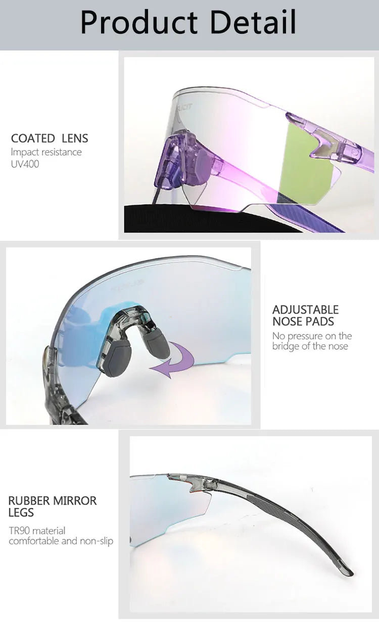 Occhiali da Ciclismo Polarizzati Fotocromatici UV400 per Uomo e Donna da Bici da Strada MTB Occhiali da Sole