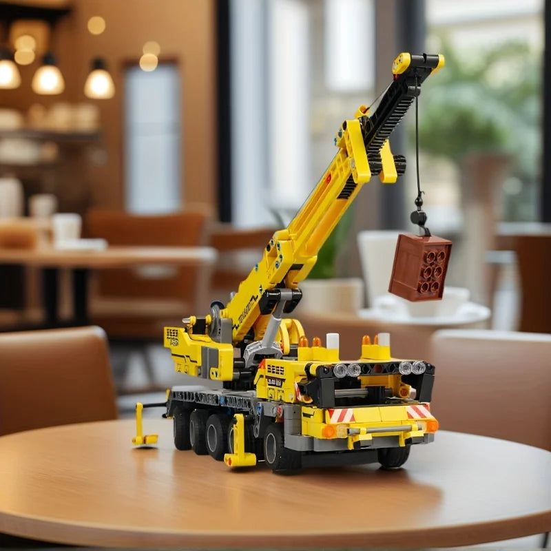 Set Di Blocchi Da Costruzione Con Gru Telescopica Gialla Modello Educativo Assemblato Decorazione Casa E Regalo Adulti