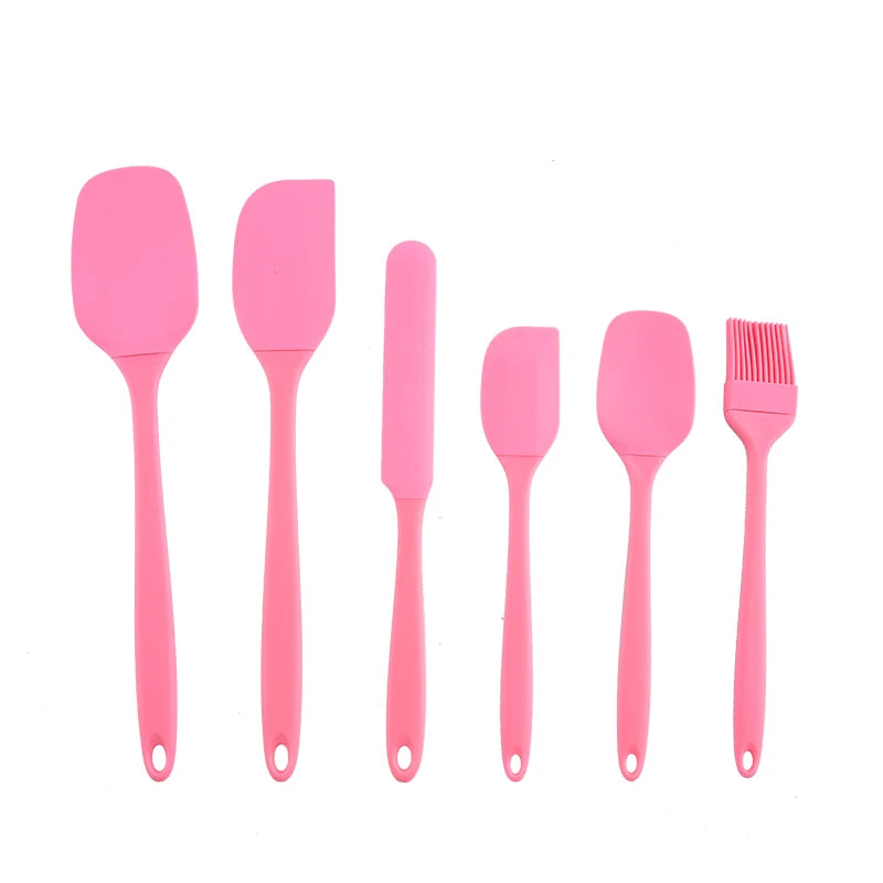 Set Di Utensili Da Cucina In Silicone Sei Pezzi Con Spatola Raschietto Integrato Per Crema Spazzola Per Olio