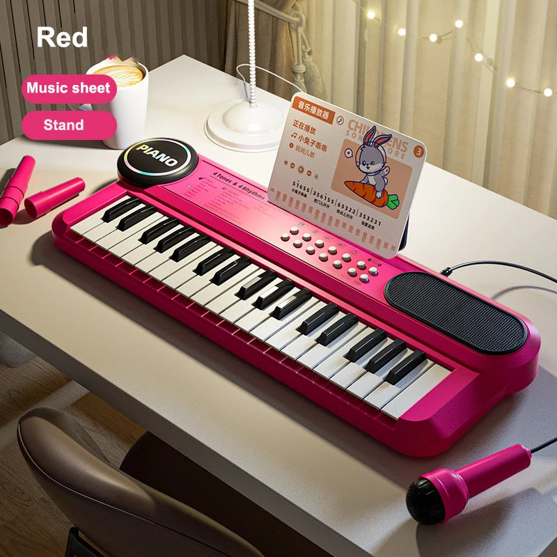 Tastiera Per Pianoforte Per Bambini A 37 Tasti Elettronico Multifunzione Con Microfono Giocattolo Educativo Per Educazione