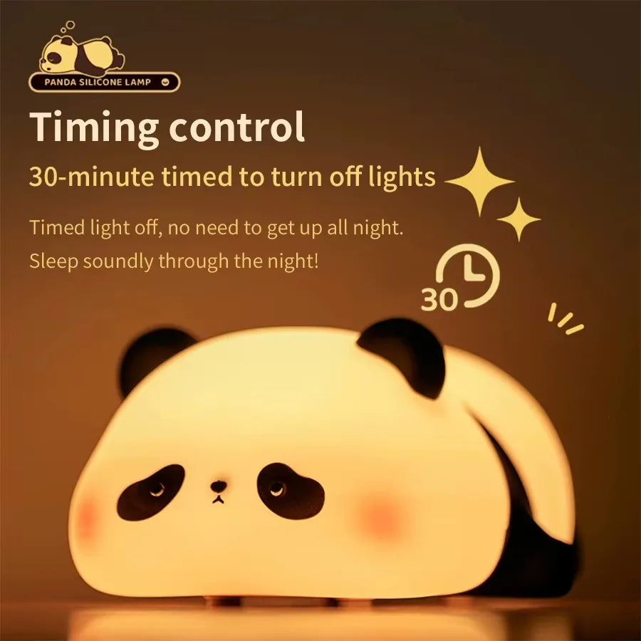 Lampada Notturna Panda Ricaricabile con Sensore Touch Silicone Dimmerabile Led per Comodino per Bambini Regalo