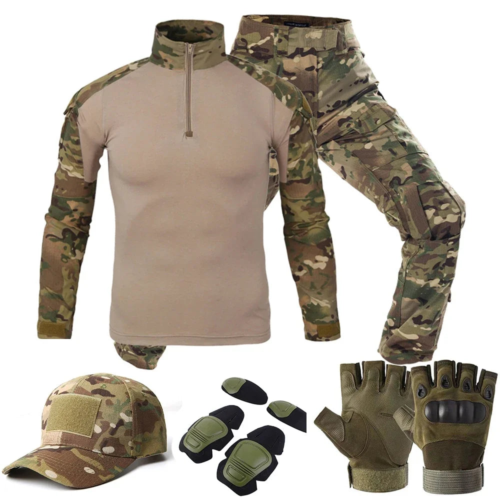 Set Abiti Militari Tattici Tuta Mimetica Da Esterno Camicie Da Caccia Pantaloni Per Airsoft Paintball
