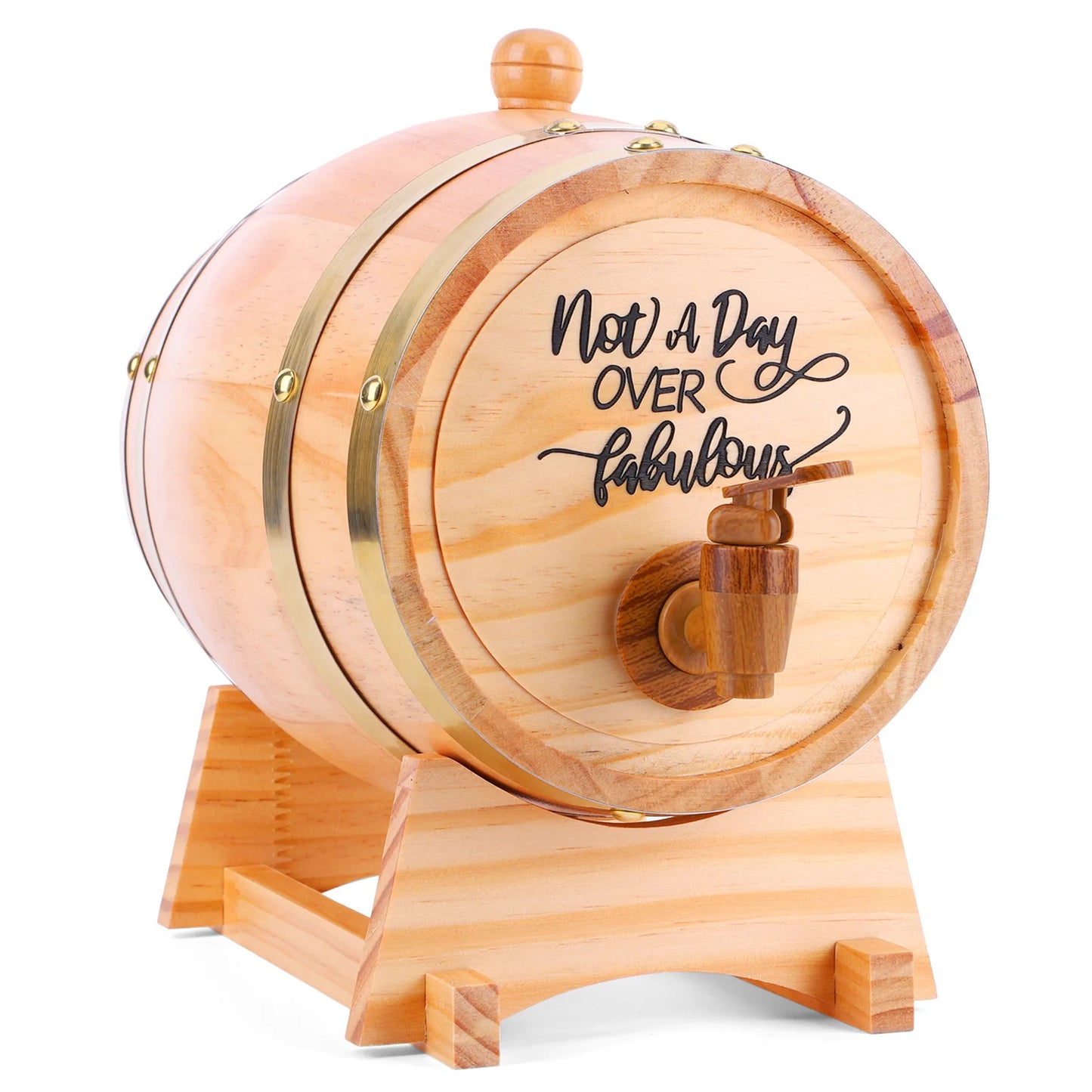 Barile In Legno Per Whisky 3L Con Tappo Rubinetto E Supporto Dispenser Per Cocktail E Appassionati