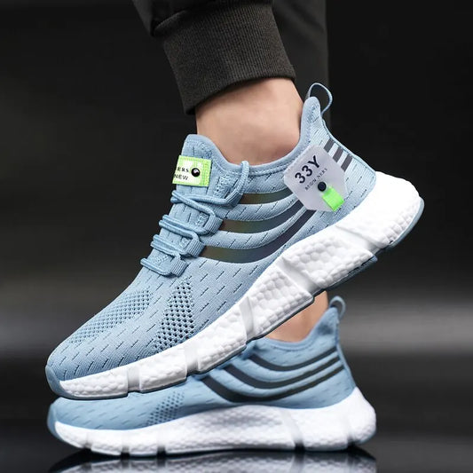 Scarpe sportive casual da uomo Sneakers leggere e traspiranti Scarpe da corsa nere in mesh per esterni Scarpe da passeggio per tennis da jogging atletiche