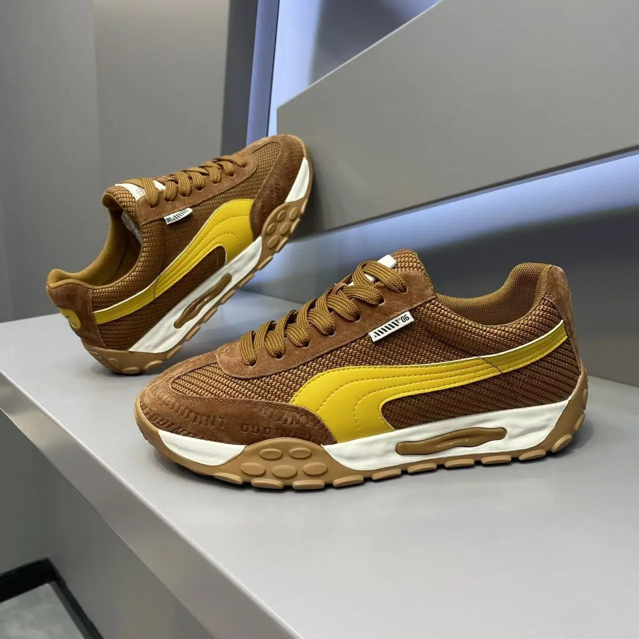 Sneakers Casual Uomo Designer Retro Scarpe Da Corsa In Microfibra Tessuto Pelle Traspirante Con Plateau Interno