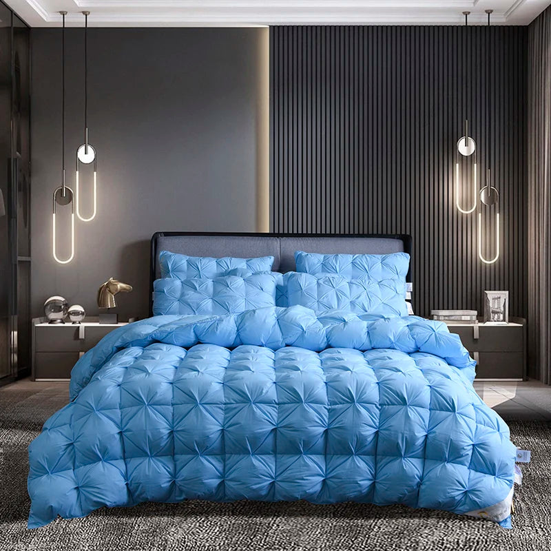 Piumino In Piuma Oca Bianca Caldo Inverno Spesso 3D Imbottitura Coperta Trapunta Letto Singolo Doppia