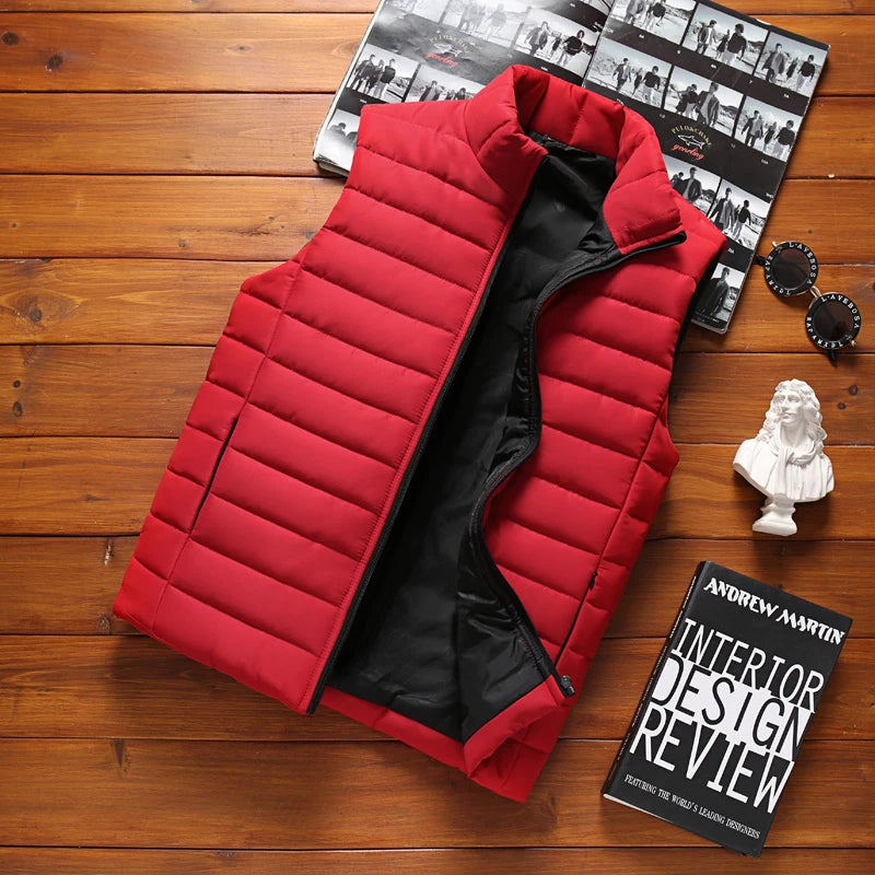 Gilet Da Uomo Impermeabile Con Cerniera Inverno Caldo Senza Maniche Collare Coreano Cappotto Autunnale Di Marca Casual