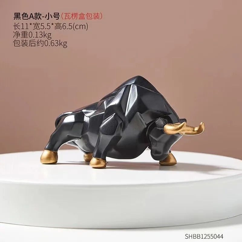 Mini Modello Toro Geometrico In Resina Feng Shui Decorazione Da Interni Wall Street Azioni Figurine