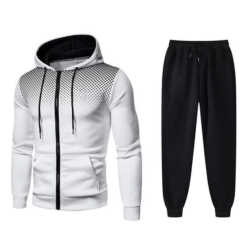 Tuta Da Uomo Set Abbigliamento Sportivo Con Cappuccio Cerniera Felpa Pantaloni Da Corsa Per Allenamento