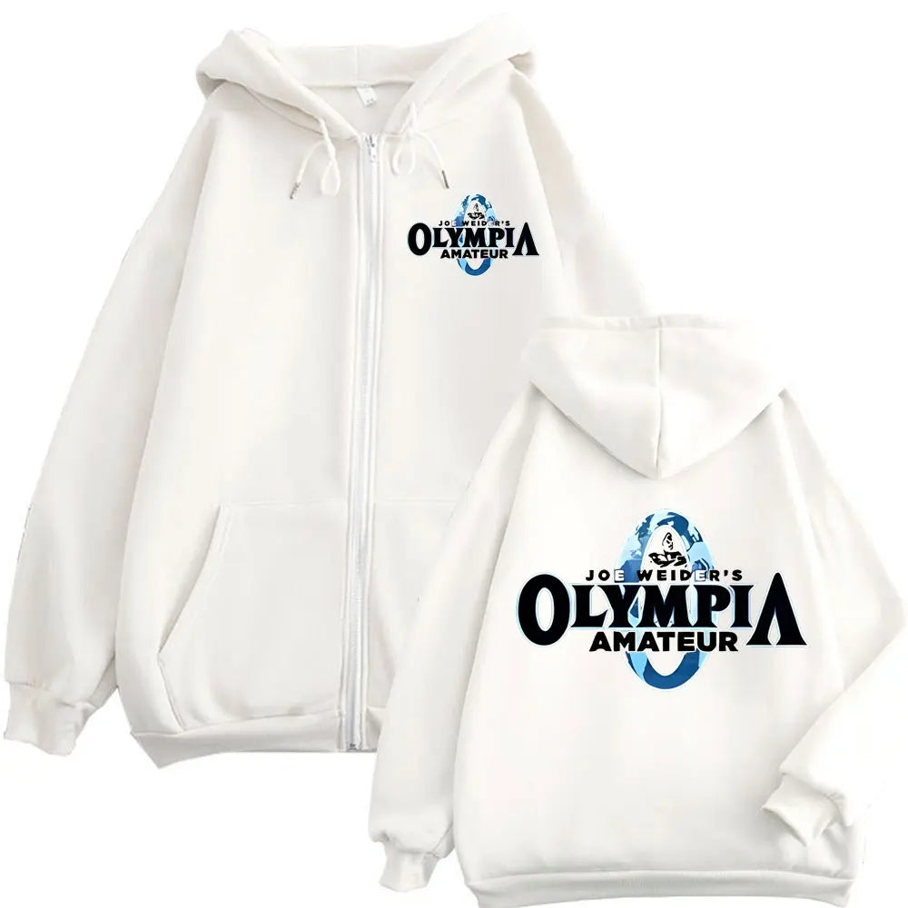 Olympia Fitness Gym Merch Felpe Con Zip Maniche Lunghe Con Cappuccio Uomo Donna Moda Streetwear Alta Qualità