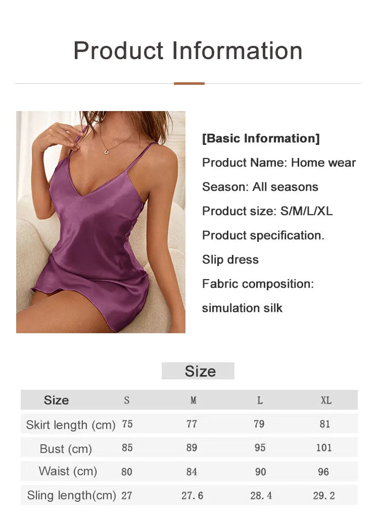 Camicia Da Notte Sexy In Raso Estiva Da Donna Con Scollo A V In Seta Morbida Mini Abito Da Casa