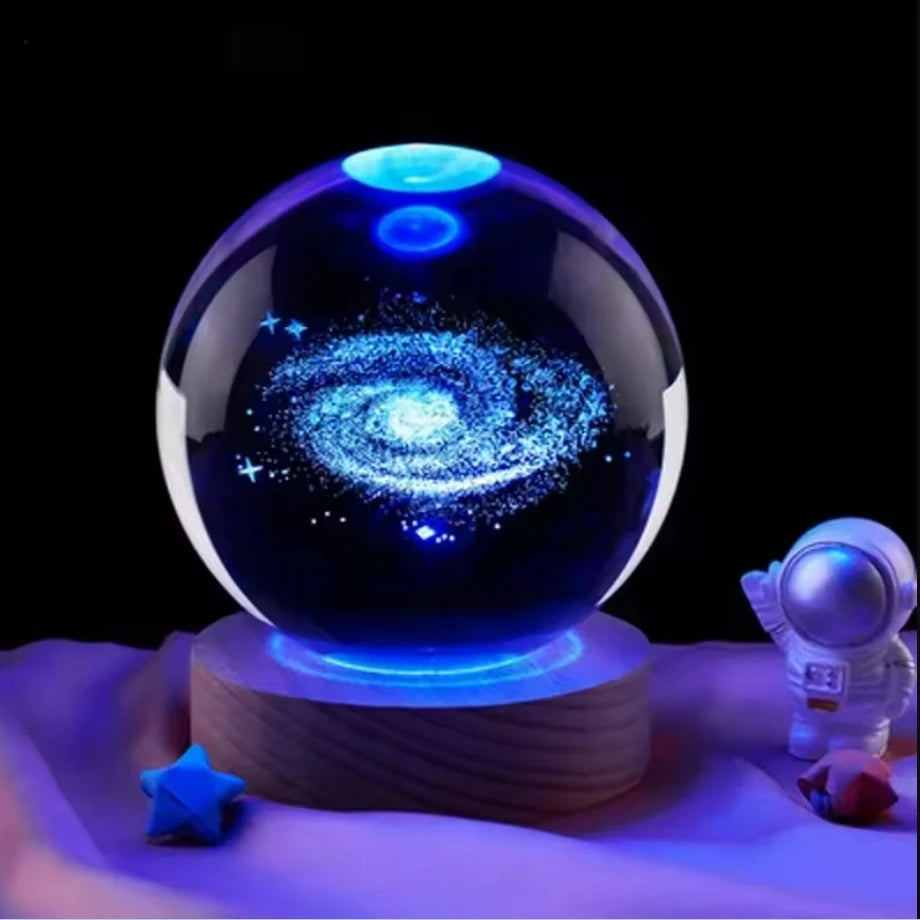 Decorazione Della Stanza Con Sfera Di Cristallo 3D E Base Led Per Luce Ambientale Nel Soggiorno