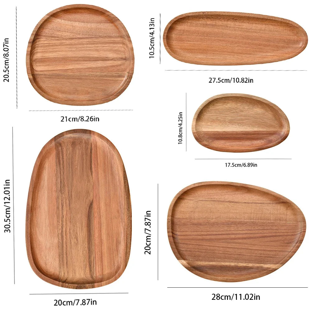 Vassoio Ovale In Legno Di Acacia Piatto Da Portata Per Bevande Teaboard Per Tè Naturale Snack