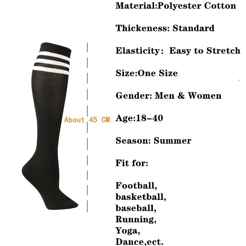 Calzini Da Calcio A Compressione Antiscivolo Tubo Lungo Al Ginocchio Con Righe Per Prestazioni Sportive Uomo