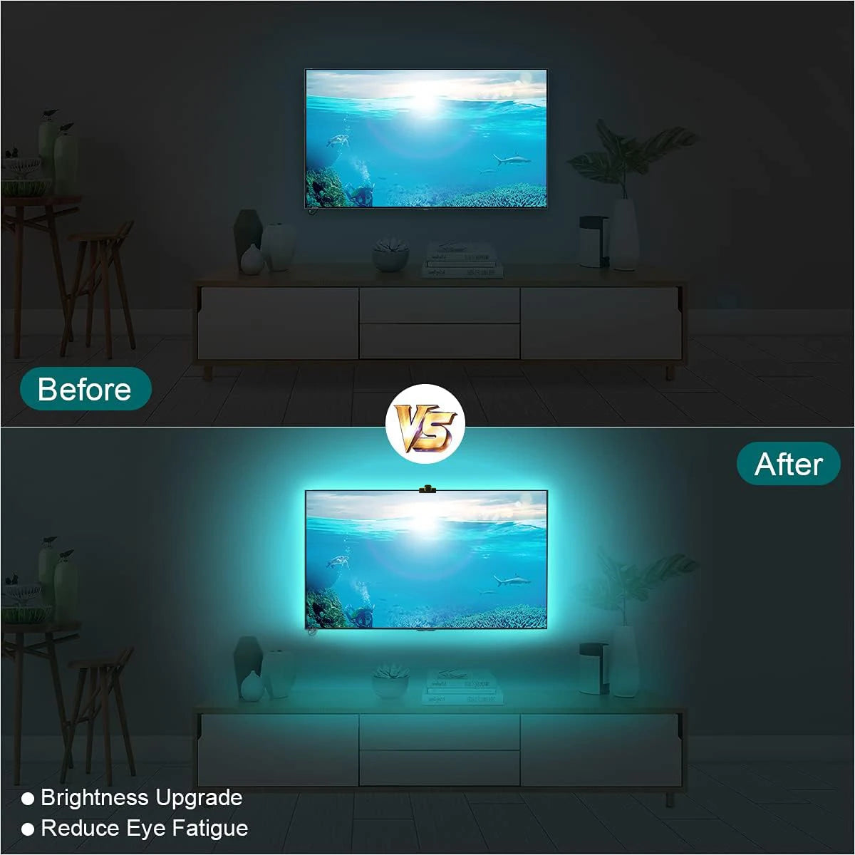Retroilluminazione A LED Per TV 55 75 Pollici Fotocamera Strisce RGBIC Sincronizzazione Schermo Musica Decorazione Stanza