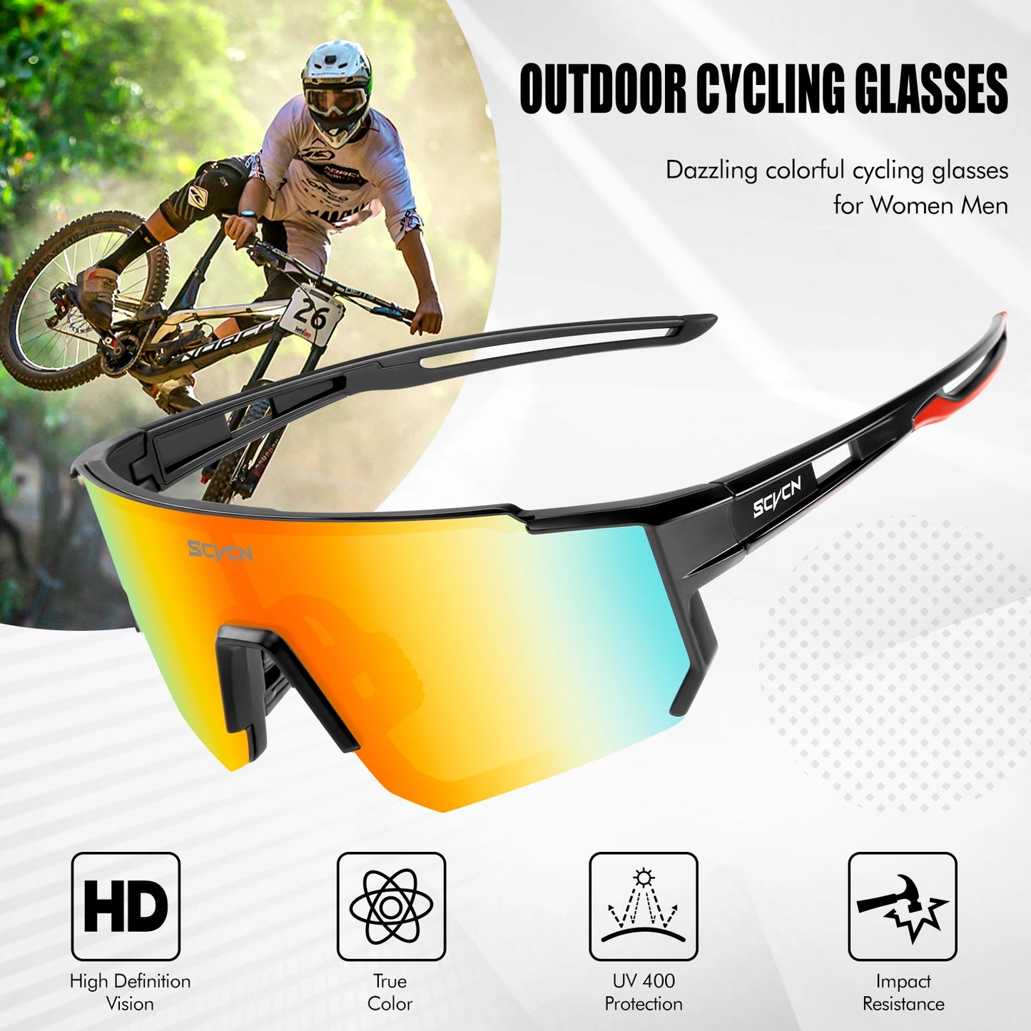 Occhiali Da Sole Per Ciclismo UV400 Unisex Uomo Donna Bici MTB Escursionismo Alpinismo