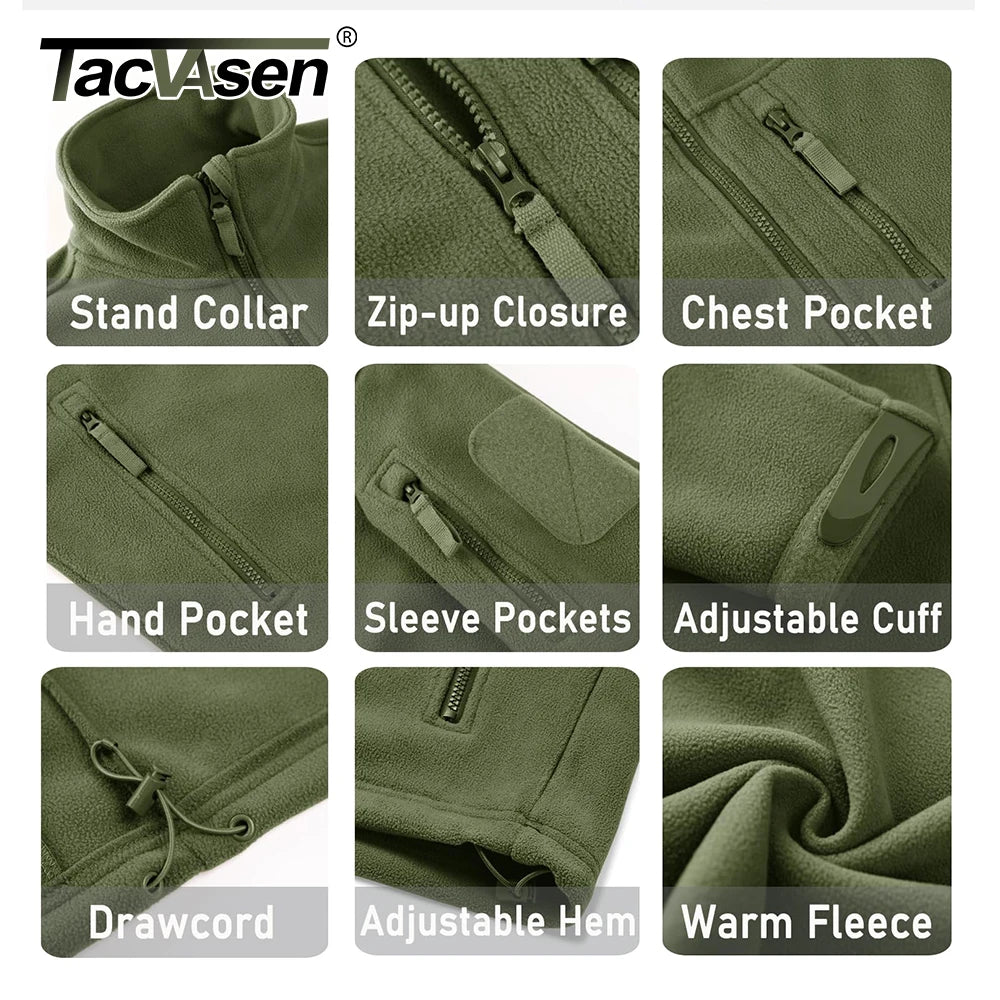 Tacvasen Giacca In Pile Da Uomo Caldo Antivento Con Cerniera Completa Tasche Zip Per Trekking E Lavoro All Esterno